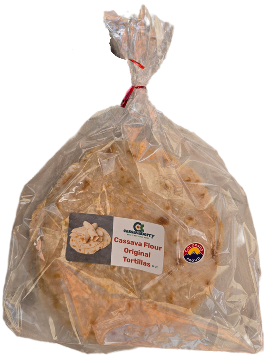 Packaged tortillas with a visible label on a white background