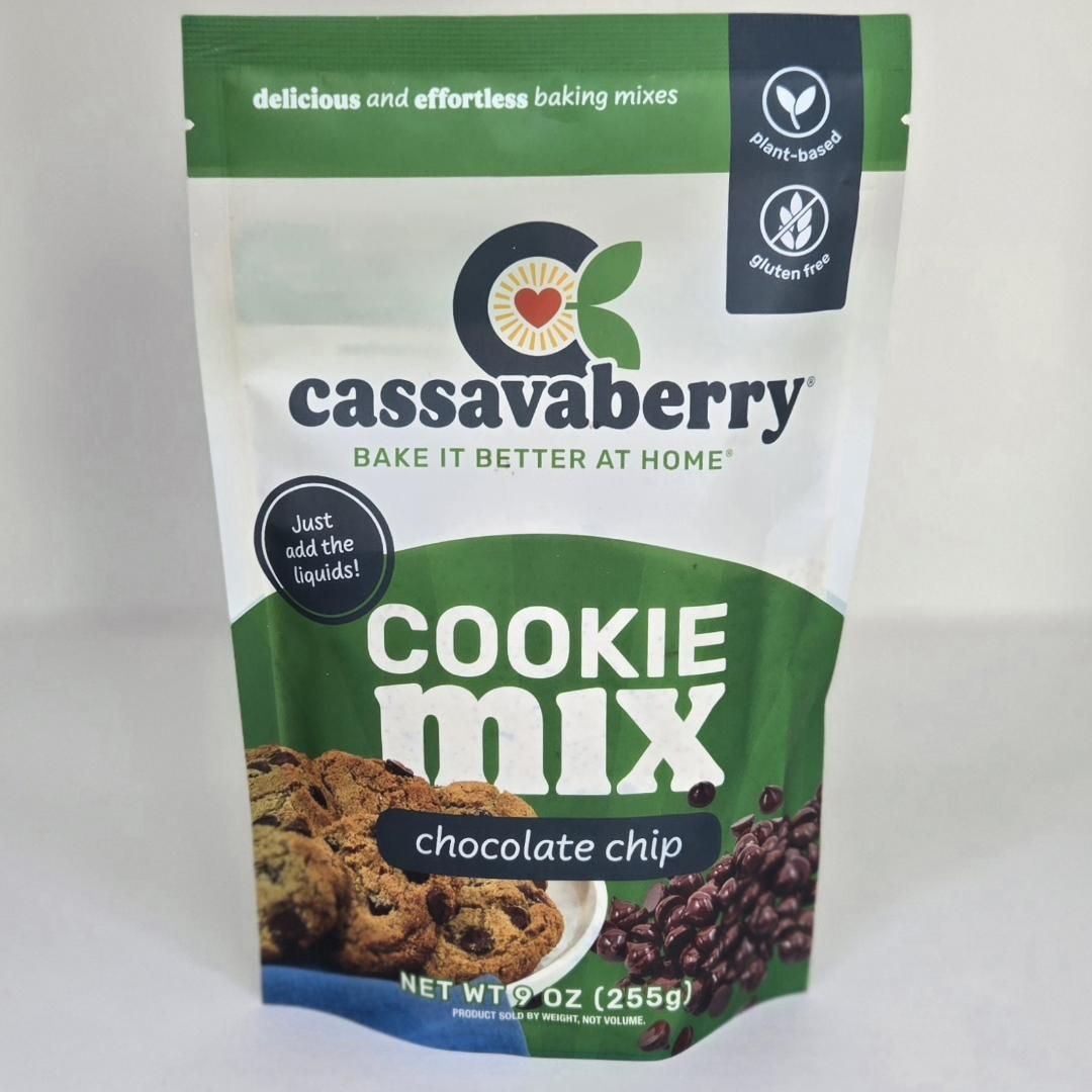 Cassavaberry Gluten Free, Grain Free, Plant Based Chocolate Chip Cookie Mix package. 