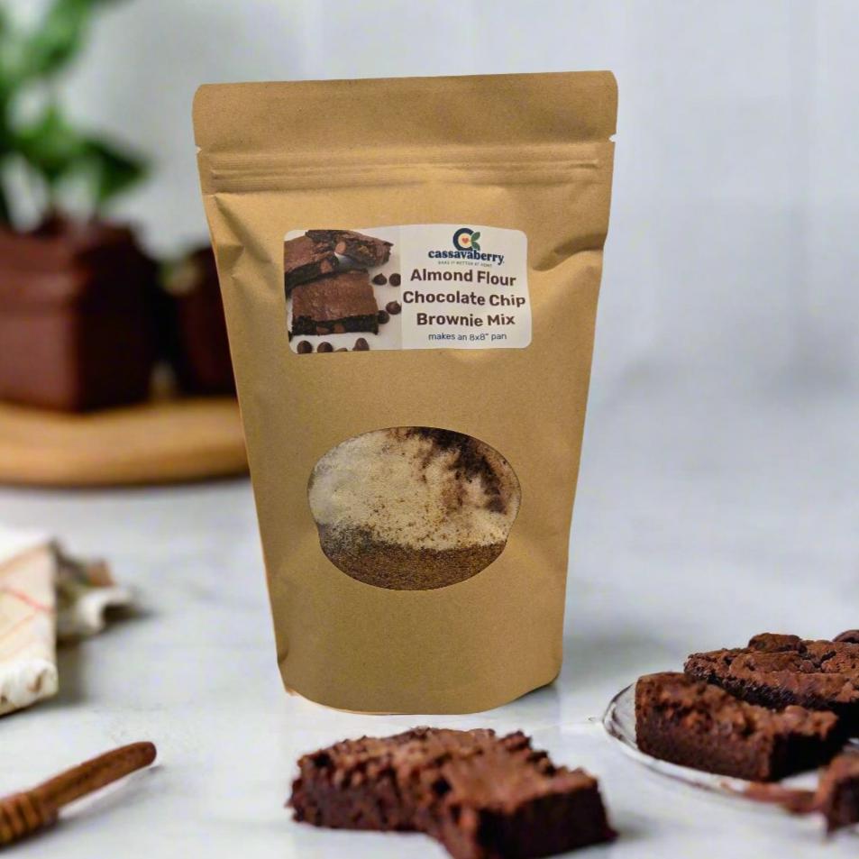 Gluten Free, Grain Free and Vegan Chocolate Chip Brownie Mix package.