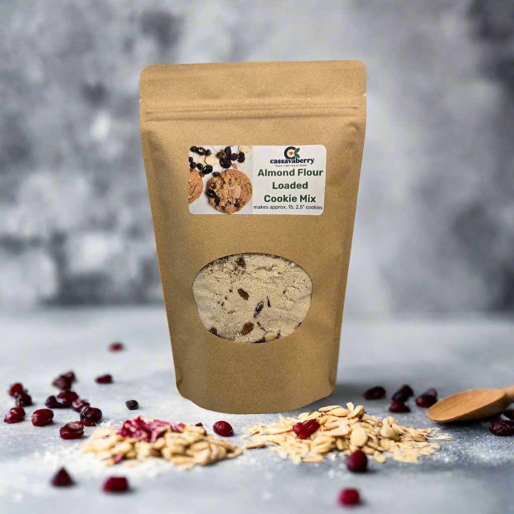 Gluten free, grain free and vegan Loaded Cookie Mix package.